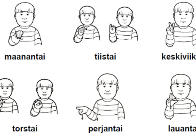 Viittomakieli " Sign language " playing signs in Leikkipuisto.