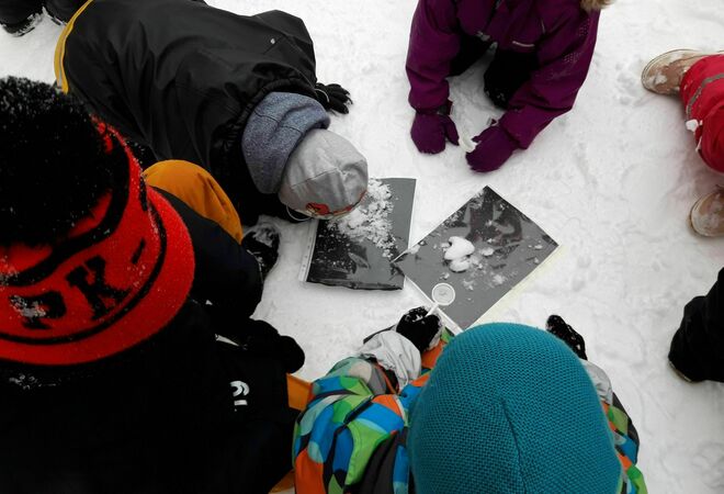 En grill- eller lägereldsplats utomhus för lärande och rekreation