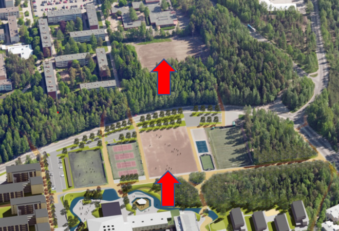 Jakomäen isohiekkakenttä vihreäksi 