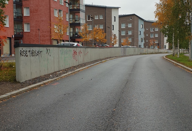 Katutaidetta Alppiruusupuiston kulmalle