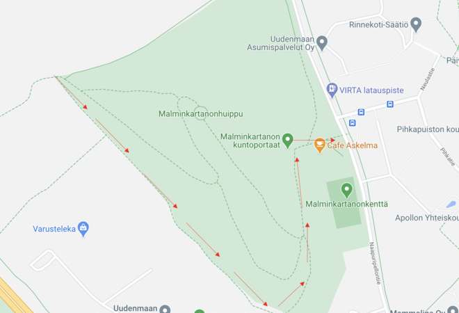 Malminkartanon mäen ulkoilureittien valaisu