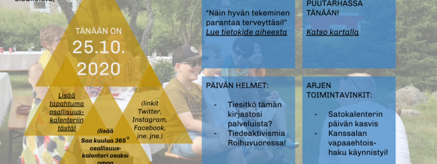 Osallisuus 365 - palvelu kokoaa toimintamahdollisuudet ja torjuu yksinäisyyttä