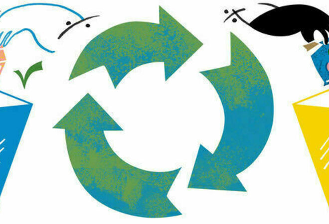 A sufficient number of neat bins with room for cigarette butts