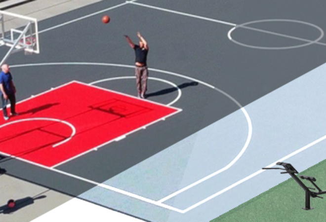 Streetbasketplan, utomhusgym och street workout – näridrottsplats för invånare i Alphyddan, Böle och Verkstaden