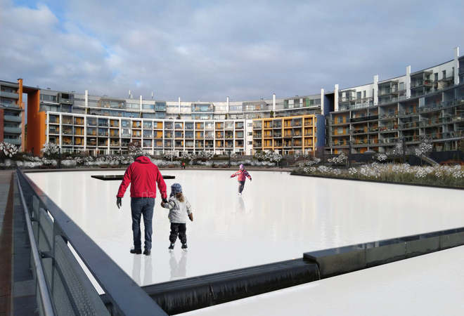 Luistelupaikka Uutelan kanavan päätyyn