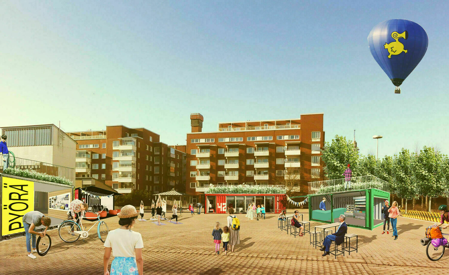 Yhteiset siirrettävät monitoimitilat