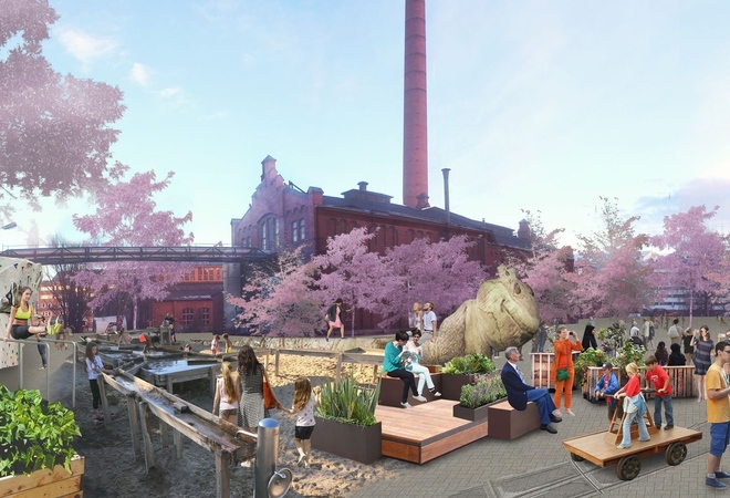 Vallilan Konepajalle kaikenikäisten liikunnallinen Resiinapuisto