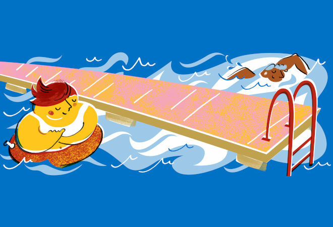 Badstegar och omklädningshytter till Eirastranden